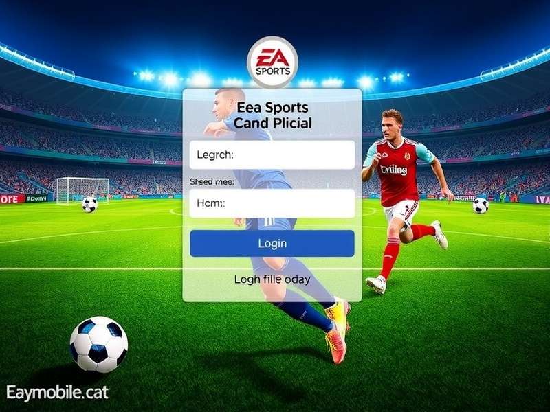 Smartphone showing Facebook and EA Sports FC Mobile apps with secure login graphics