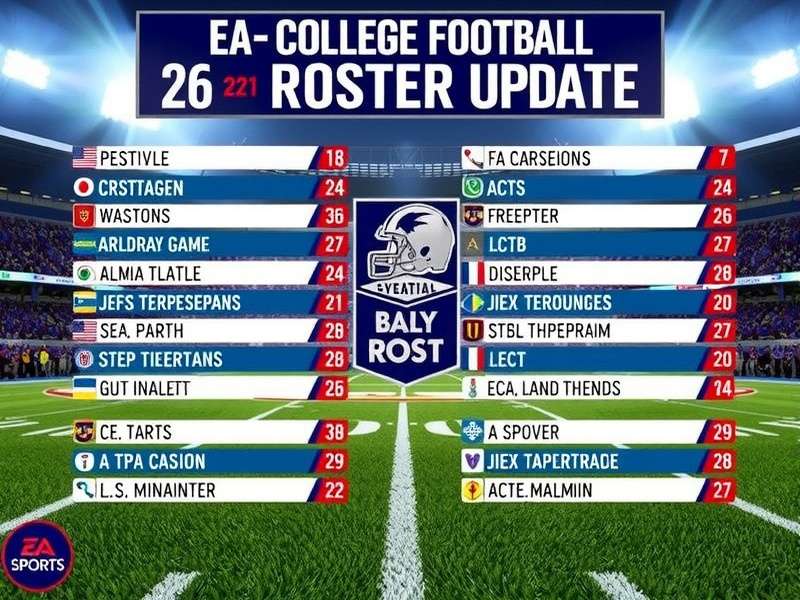 EA Sports College Football 26 Roster Update screen showing detailed player ratings and team management interface