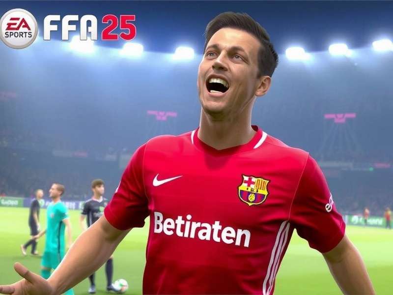 EA Sports FC 25 gameplay screenshot showing a striker scoring a goal