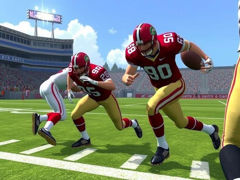 EA Sports College Football 26 gameplay showing a quarterback throwing a pass under stadium lights with intense crowd atmosphere