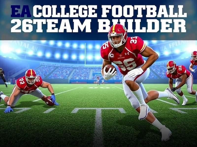 EA Sports College Football 26 Team Builder interface showing custom team creation and dynasty mode